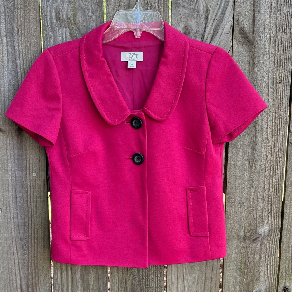 LOFT Fuchsia Short Sleeve Blazer